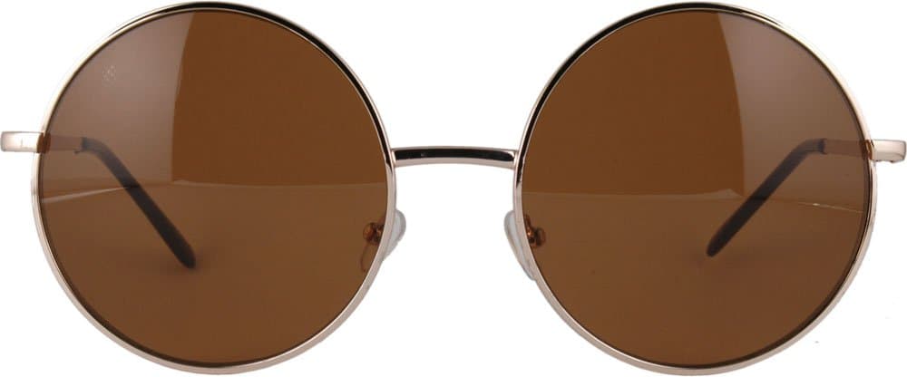 Janis 60s Oversized Round Gold Hippie Sunglasses
