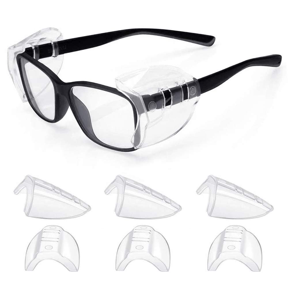 3 Pairs Safety Glasses Side Shields,Slip-On Side Shields for Safety Glasses,Slip-On Clear Side Shield for Added Protection on Safety Glasses (Clear)