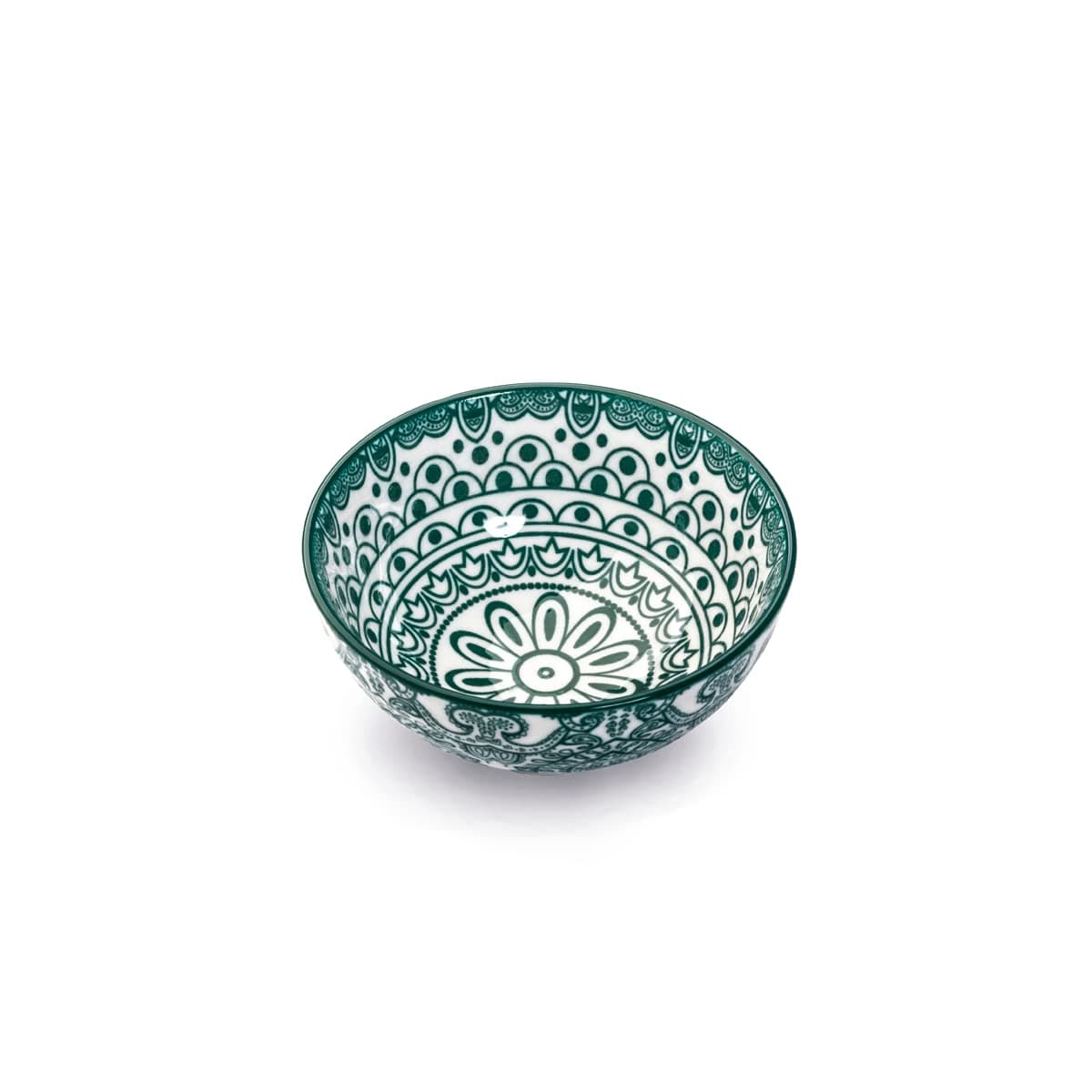 Arabesque Bowl, 10.1 cm Diameter, Green/Ivory