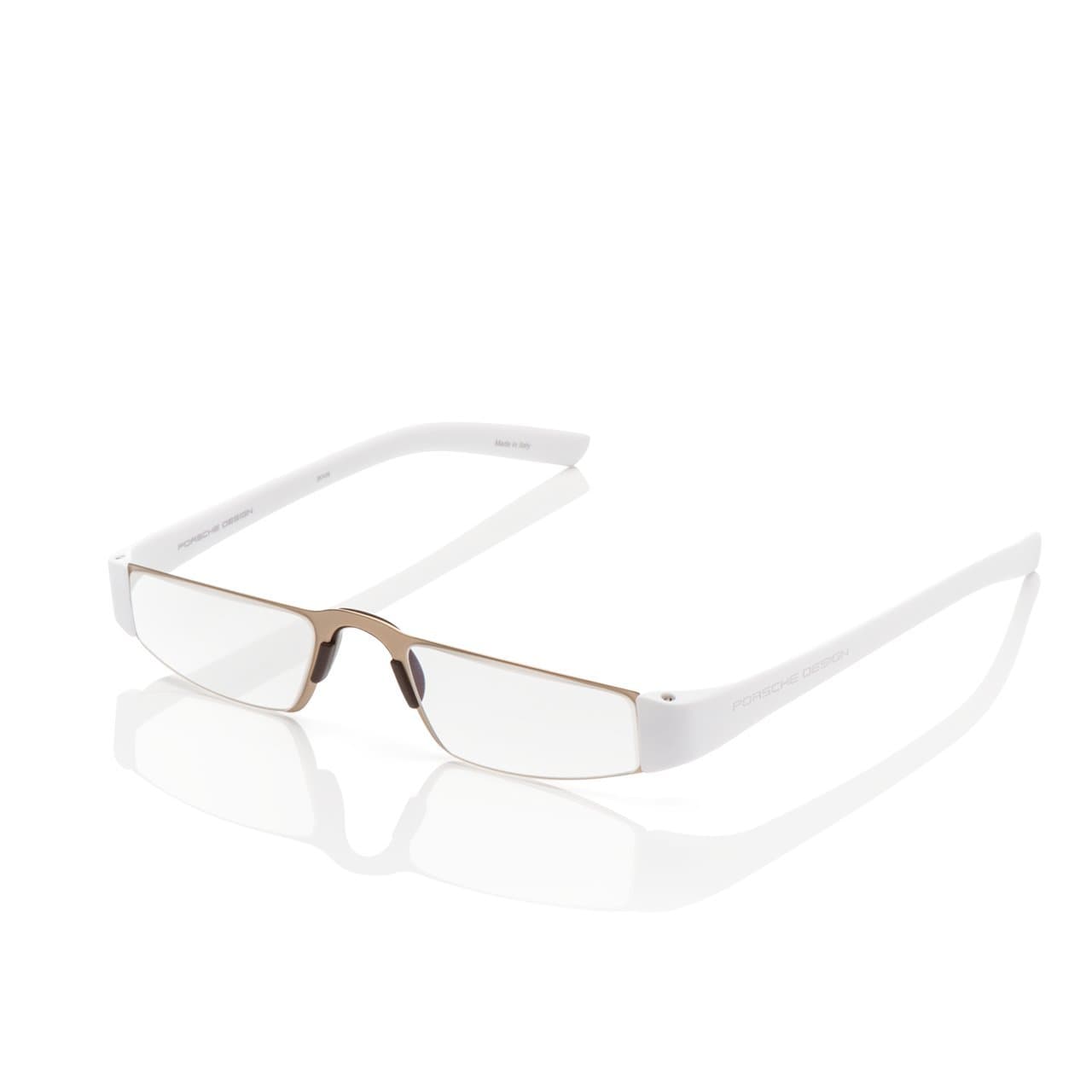 Reading Tool - P'8801 +1.50 Lenses - Matte White Frame/Gold Front Rim with lightweight Anti-Reflection coated lenses - +1.50 Lens Strength