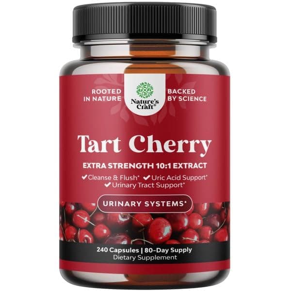 Advanced Tart Cherry Extract Capsules - Extra Strength Tart Cherry Capsules Uric Acid Cleanse and Joint Support Supplement - Muscle Recovery Supplement with Uric Acid Support Polyphenols - 2 Pack