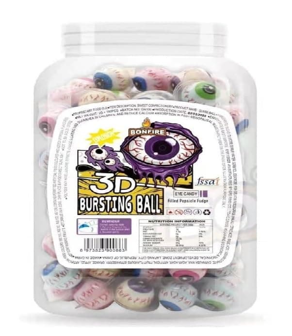 Bonfire Explosion 3D Bursting Eye Fruit Punch 30pcs Chocolate Milk Candy 180gm
