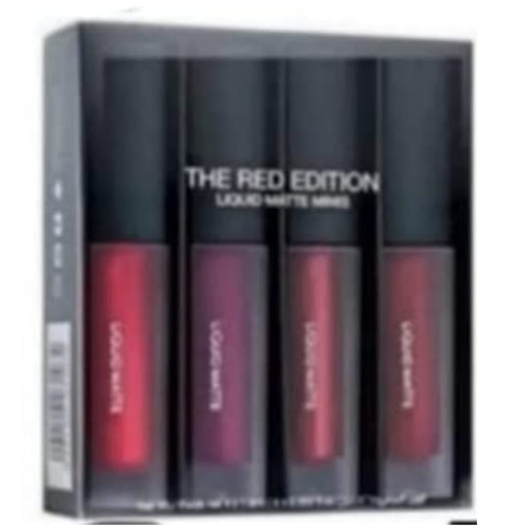 HUDA BB Professional Combo Waterproof Red Edition Liquid Matte Minis Lipsticks Pack Of 4