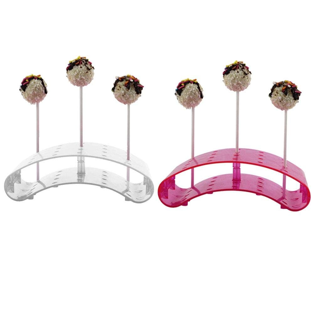 2 Pack 20 Hole Small Acrylic Lollipop Display Stand Cake Pop Holder Plastic Board Holder Cake Pop Servers,Pink and Clear