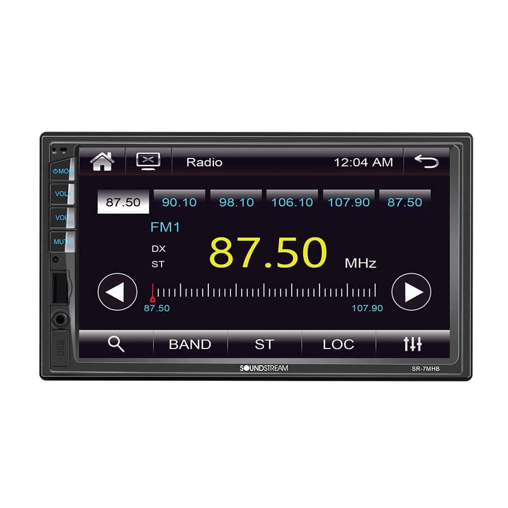 SR-7MHB | 7 Inch Double Din Car Stereo, 2 Din Multimedia Receiver HD Touchscreen Bluetooth, 7" Mechless Car Audio Radio Dual USB AUX