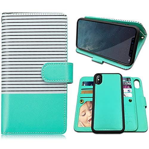 iPhone XS MAX Case,iPhone XS MAX Wallet Case with Magnetic Detachable Case,9 Card Slots,Wrist Strap,CASEOWL 2 in 1 Folio…