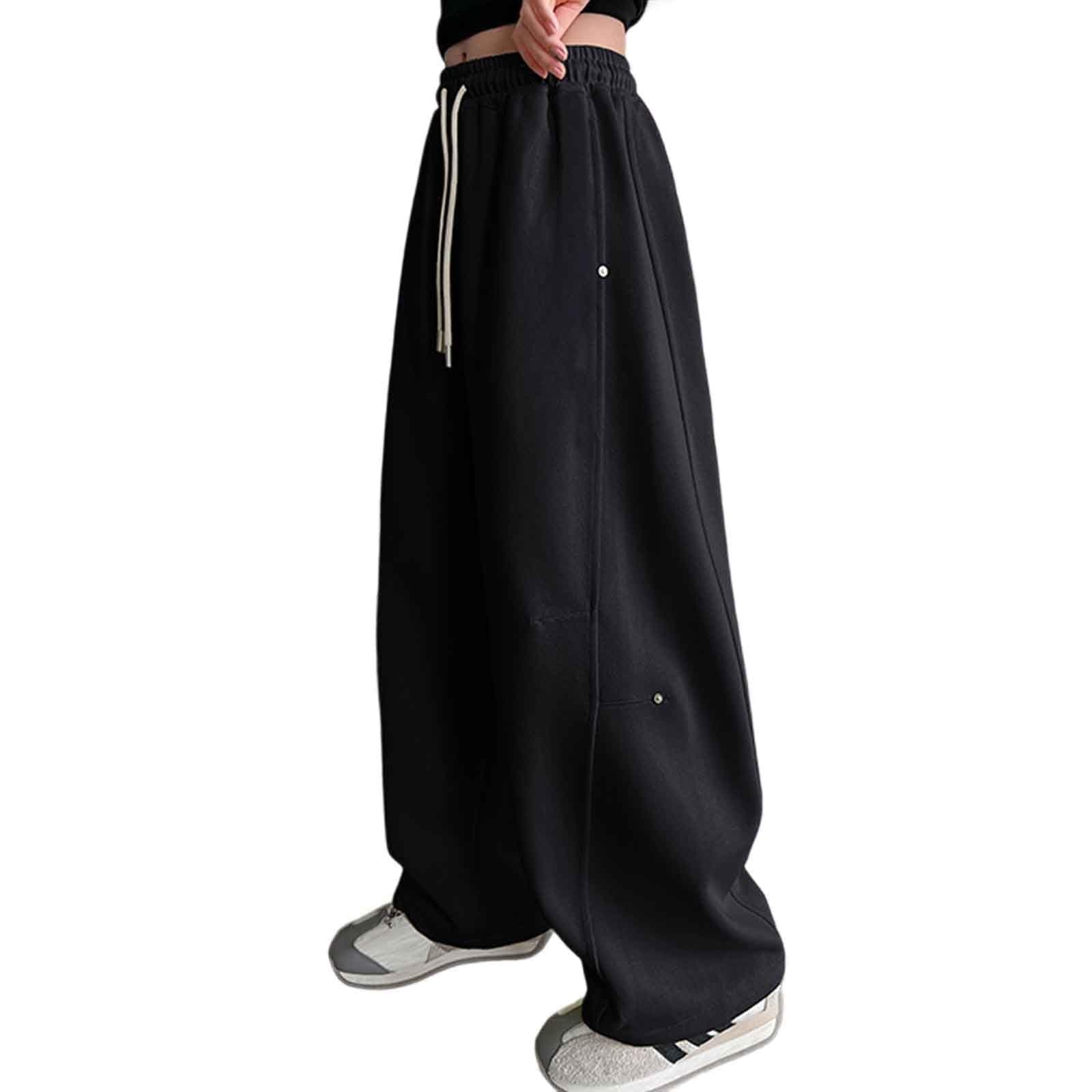 Boys' Open Bottom Fleece-Lined Sweatpants with Pockets High Elastic Waist Baggy Wide Straight Leg Pants 5-15 Years