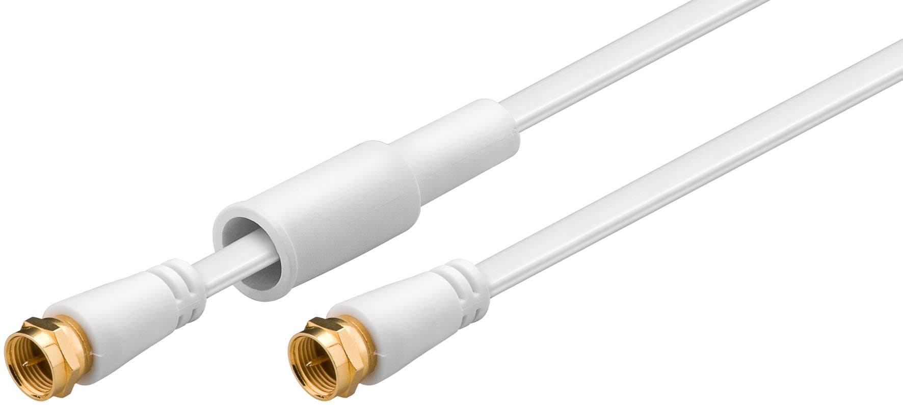 MANAX SAT coaxial cable, F-connector, shielded, flat, 3.5 m, white/gold-plated with grommets