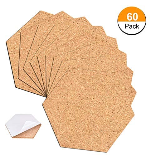 60 Pack Cork Coasters Cork Squares 4 x 4 Inches Self-Adhesive DIY Coaster Cork Round Cork Backing Sheets Mini Wall Cork Tiles for Coasters and DIY Sticky Crafts (3 Round)