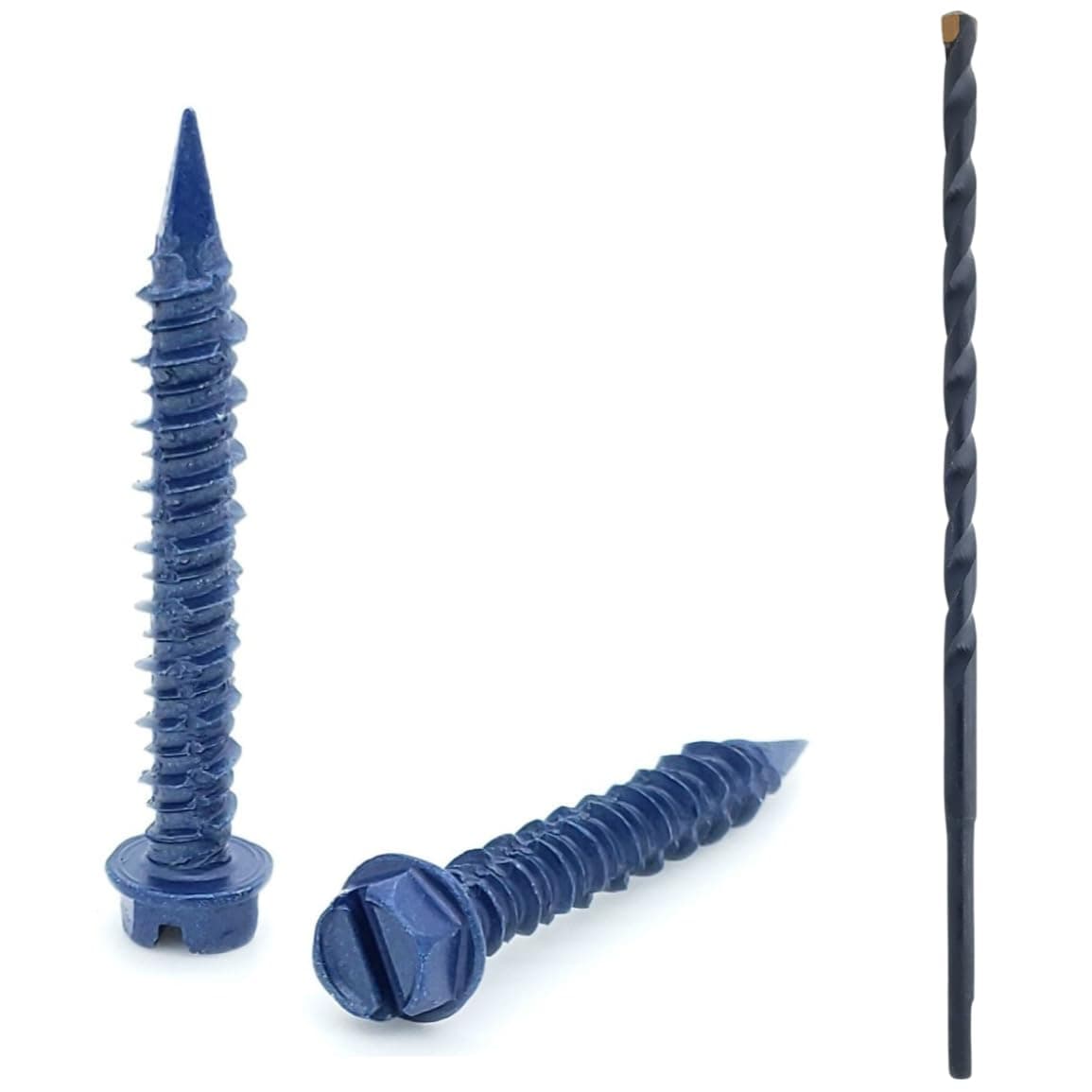 BCP Fasteners 100 Qty 1/4" x 1-3/4" Hex Head Diamond Tip Concrete Screws to Anchor Masonry, Block & Brick with Drill Bit Included (BCP499)