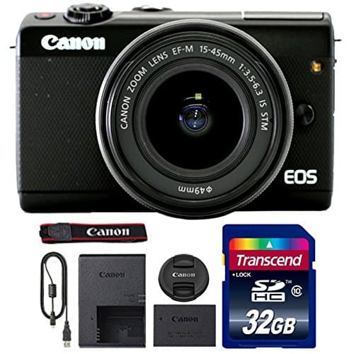 Canon EOS M100 Mirrorless Digital Camera with 15-45mm Lens (Black) + 32GB Memory Card