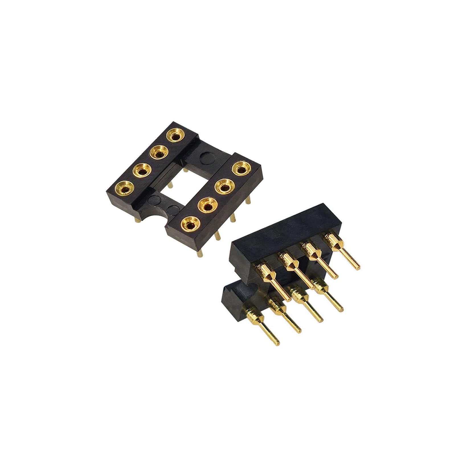 20PCS 8Pin DIP SIP Round IC Sockets Adaptor Solder Type Gold Plated Machined,for 8 DIP OP-AMP IC, MCU Straight Socket
