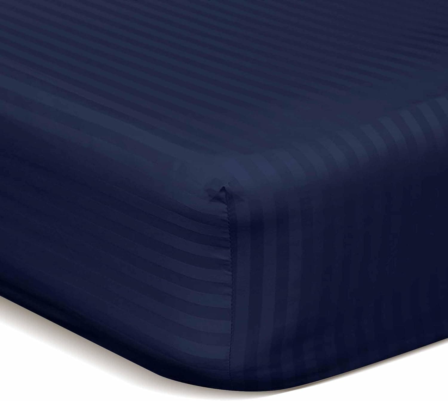 Luxurious Fitted Sheets - 100% Microfiber Sateen 1cm Stripe (140x200) (navy, double)