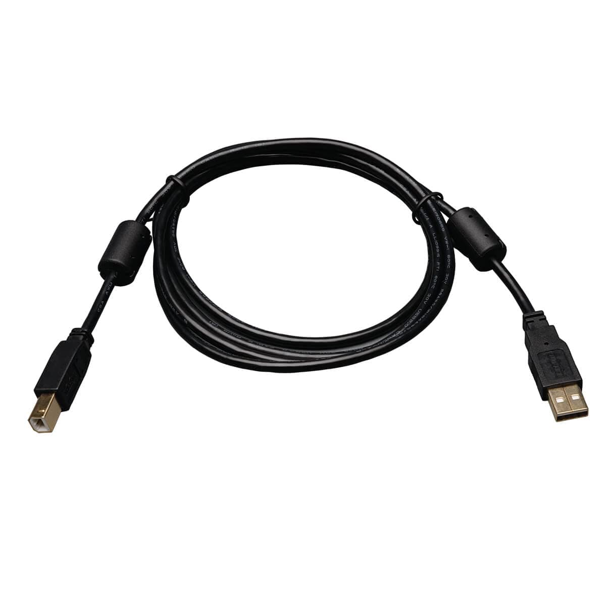 Tripp Lite USB 2.0 Hi-Speed A/B Cable with Ferrite Chokes (M/M), 1.8 metres (U023-006), Black