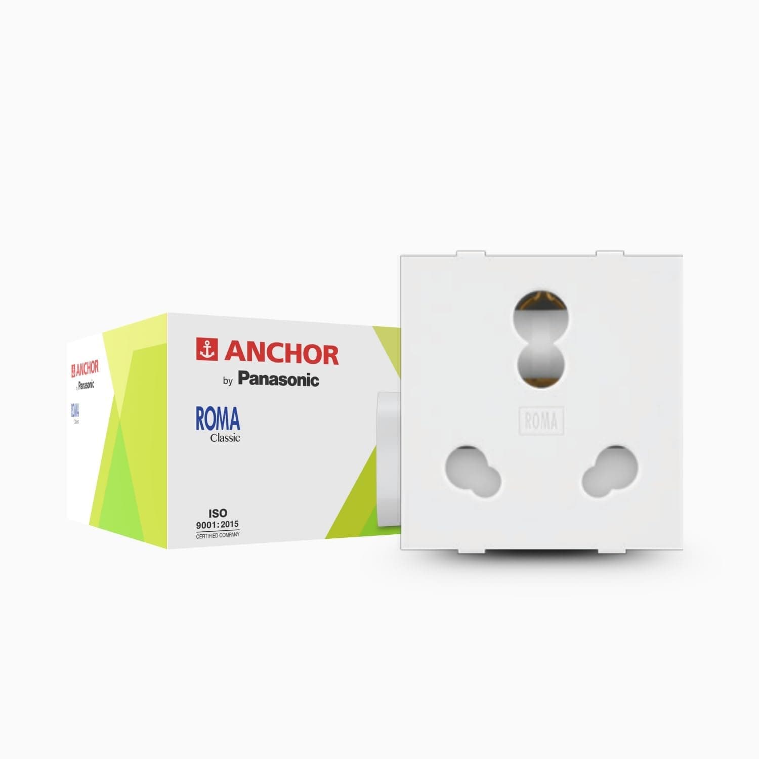 Anchor by Panasonic Roma Classic 6A/16A Twin Socket, Durable and Stylish Electrical Outlet for Home and Office, White, 30828