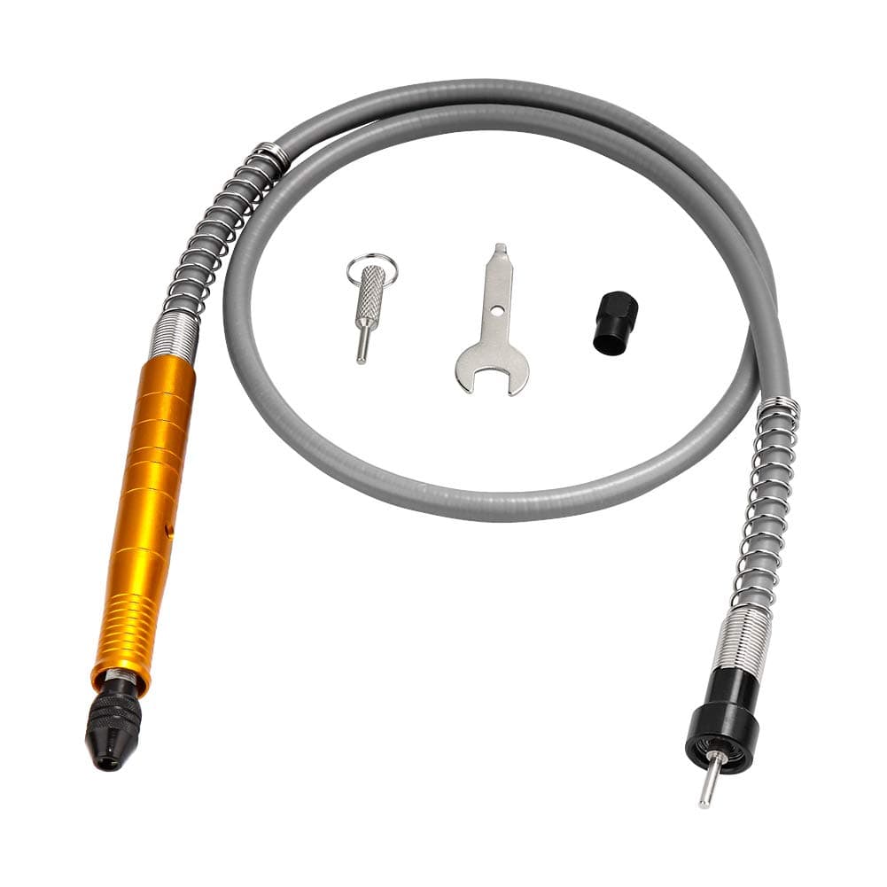 3.175mm Flex Shaft adapter Attachment Flexible Power Drill Extension Cable Chuck for Dremel Rotary Grinder Woodworking Tools with Wrench (Gold)