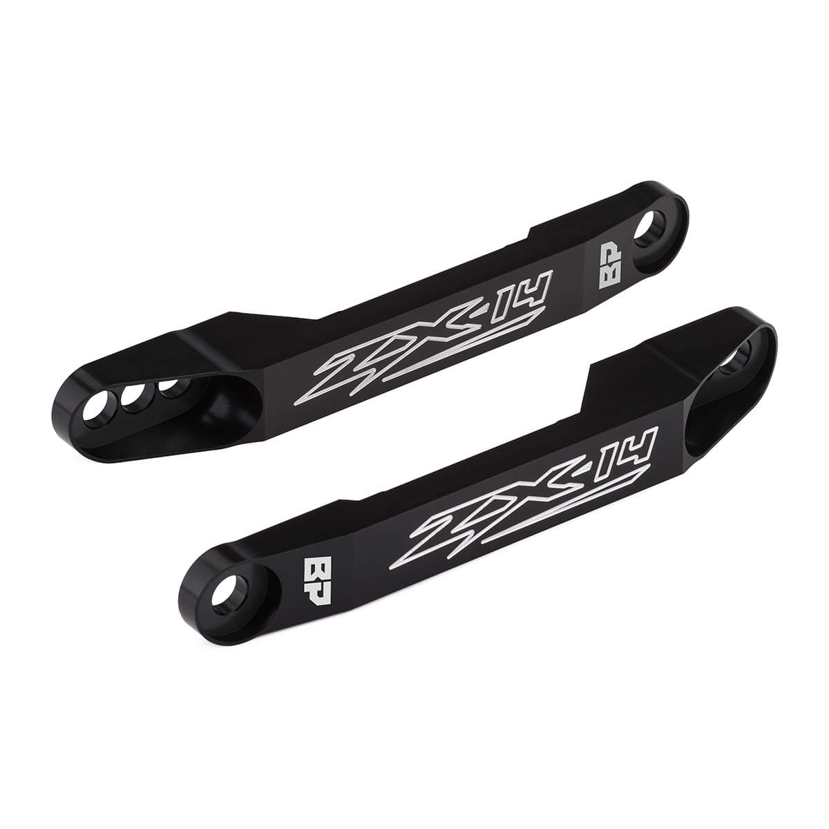 BlackPath - Fits Kawasaki 0-4" Adjustable Rear Lowering Links for Ninja ZX-14R + Fits ZZR 1400 + Fits Concours 1400 Motorcycle Drop Kit (Black) T6 Billet