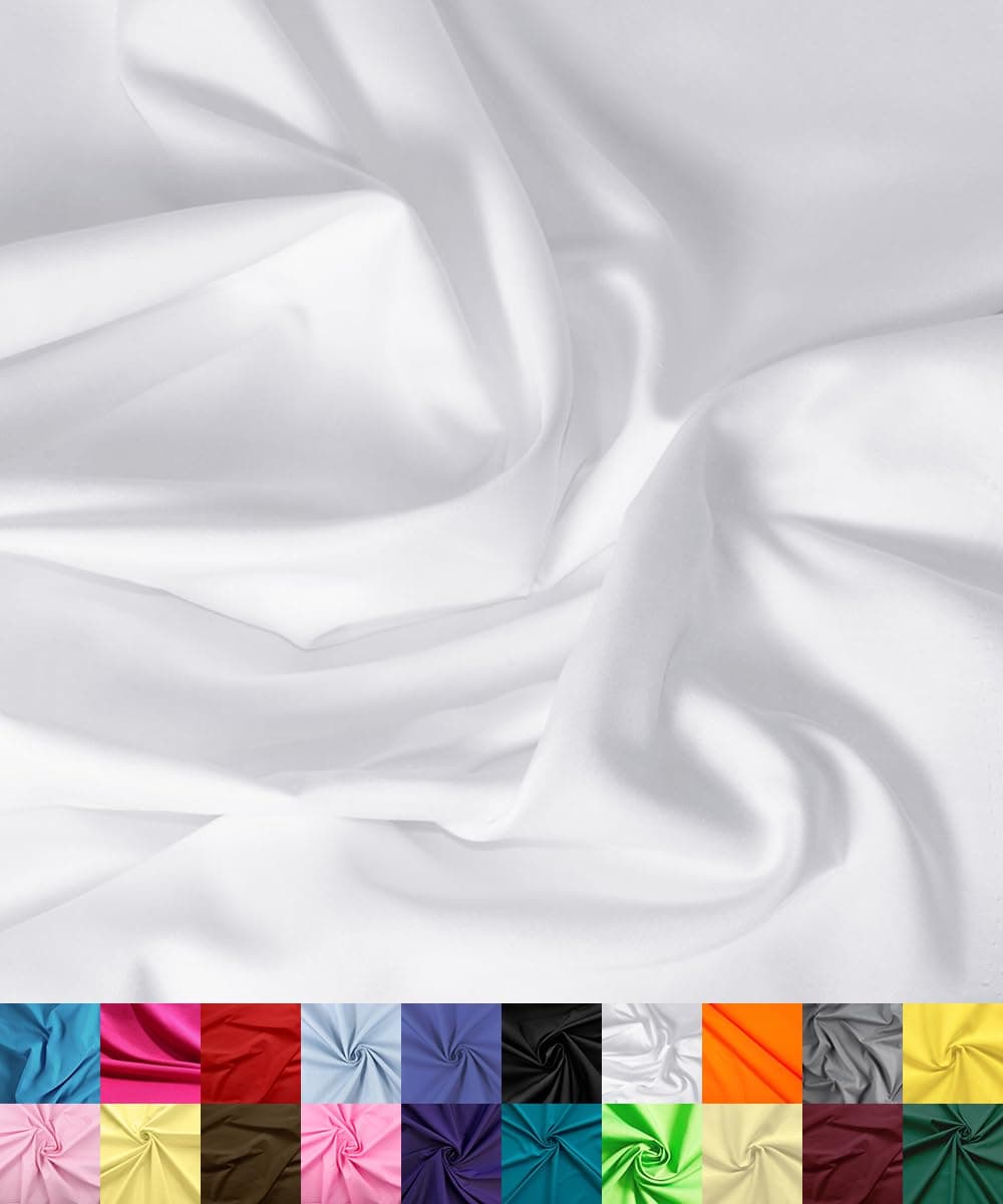 Barcelonetta | Poly Cotton Fabric for Sewing | Broadcloth Fabric | by The Yard | 60" Wide Roll | Lightweight, Breathable | Lining, Home Textile, Skirts, Tote Bags (White, 2 Yard)