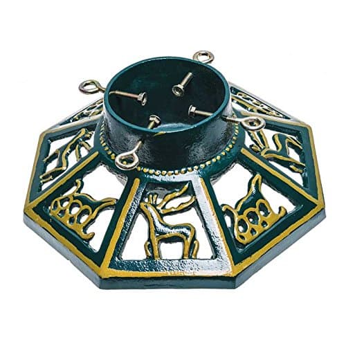 Cast Iron 14-Inch Octagonal Christmas Tree Stand - Green