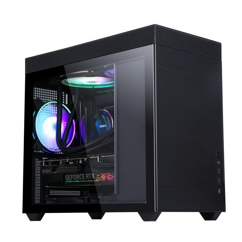SAMA IM01 Pro BKG Black Micro ATX Mini-ITX High Airflow Mid Tower Steel Metal Panel Computer Case Tempered Glass with USB3.0X2 Type C 1x120mm Silent Fan Pre-Installed