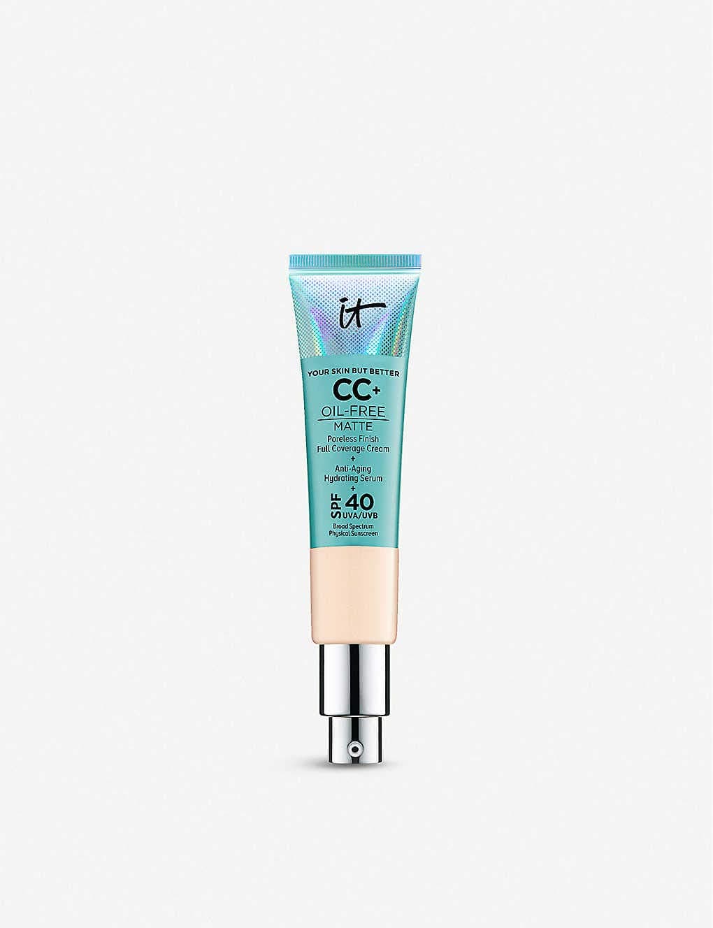 IT CosmeticsCC+ Oil-Free Poreless Finish Full Coverage Cream + Anti Aging Hydrating Serum Color:Light