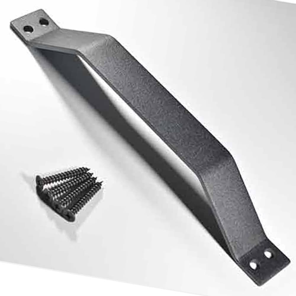 Sliding Barn Door Hardware 6ft kit - Include Handle and Lock,6mm Thickness TOPUNER 6.6ft (Black J Shape Hangers) All New Material (Black Handle)