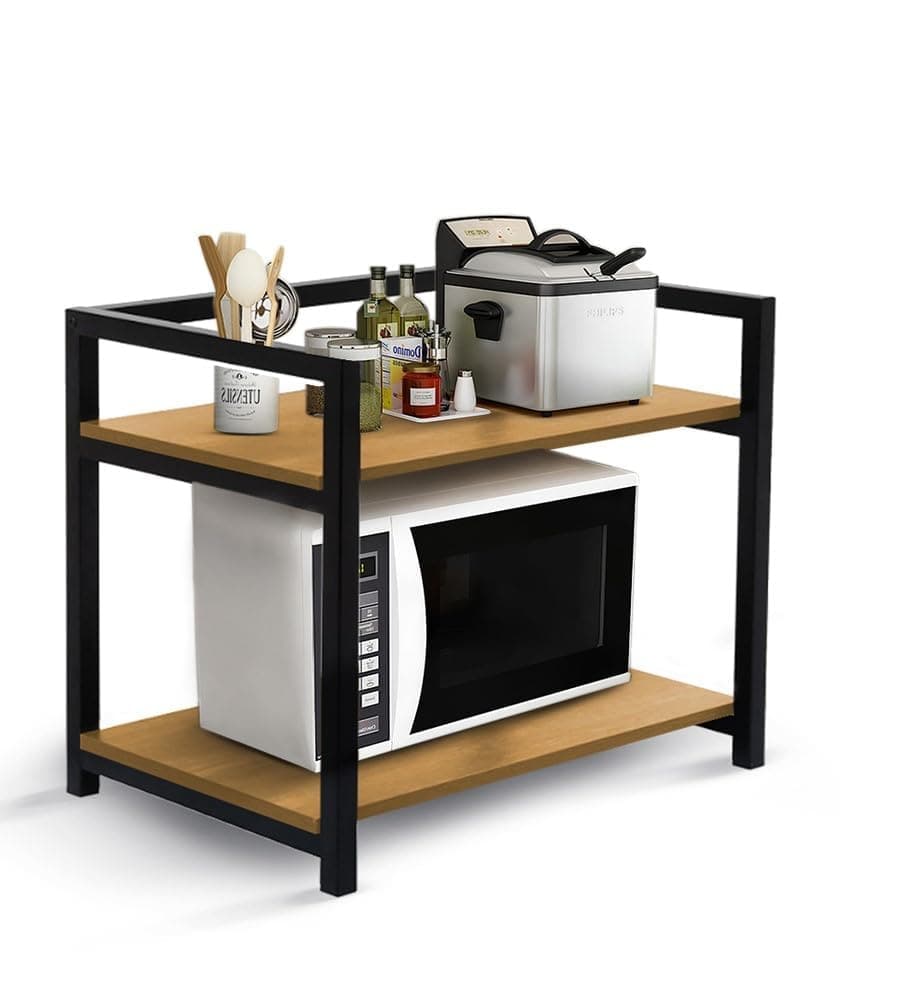 Rellon Industries Microwave Stand,Kitchen Rack Oven Rack 2-Tier Counter Shelf,Space Saving Organizer, Two Layers Counter Top Organizer for Printers on Desk, Microwave Shelf Stand (WOODEN)