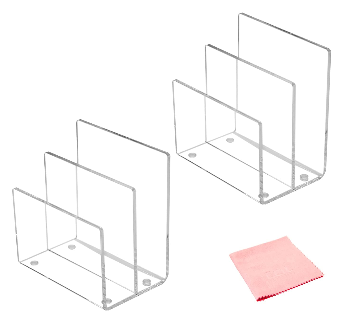 Desk Organizer with File Holder, 2 Sections Paper Letter Organizer, Acrylic Desktop Organizer and Storage with Magazine Holder for Office Supplies