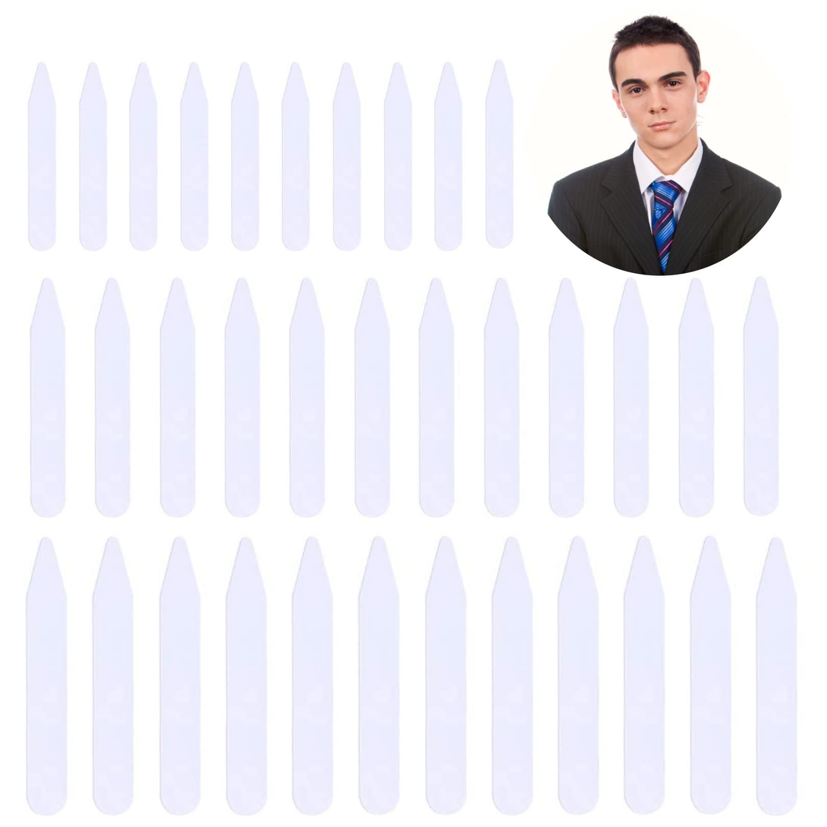 90 Pcs Plastic White Collar Stays - Shirt Collar Holder & Support in 3 Sizes (5cm, 6cm, 7cm) for Men & Women's Dress Shirts