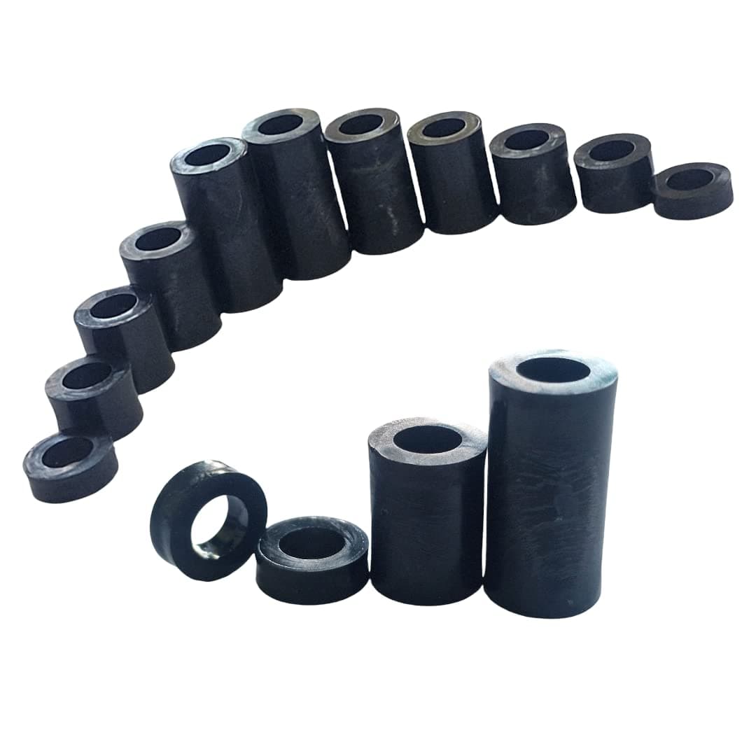 M10 x 25mm Black Nylon SPACERS Plastic Standoff Washers (Pack of 12)