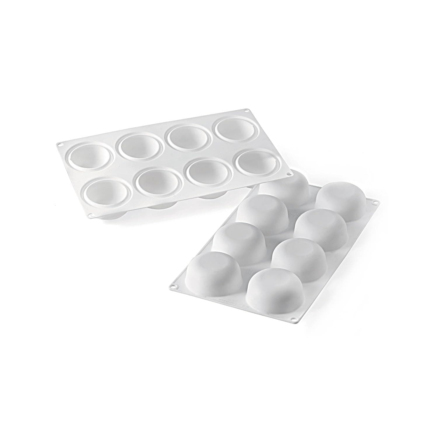 White Silicone Chocolate Mold, "Stone" 2.55" Dia. x 1.18" High, 8 Cavities SF163-W-1