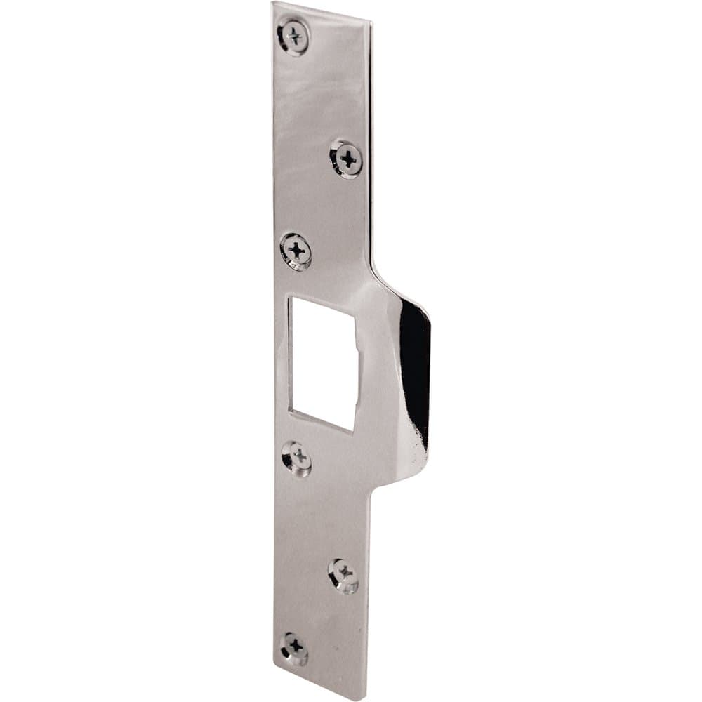 Prime-Line U 9476 Maximum Security Latch Strike, 1-1/4 In. x 7-7/8 In., Steel, Chrome Plated (Single Pack)