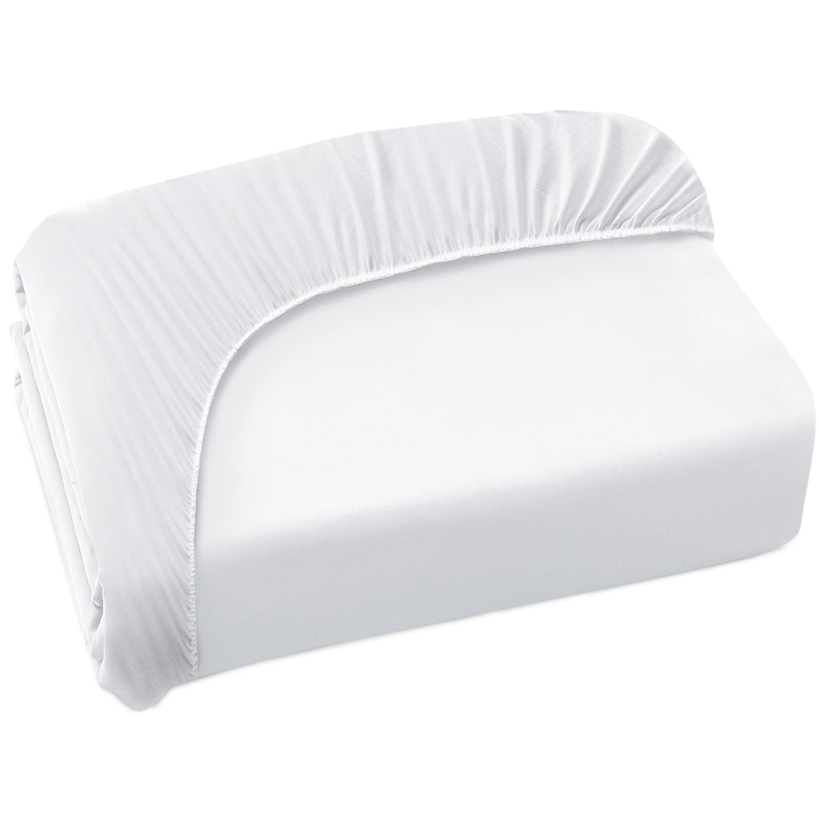 Twin Fitted Sheet Only, Twin Size Sheets for Kids Up to 12 Inches Deep Procket, Single Bed Mattress Sheets Stretchable Breathable Cover for Air Mattress, White