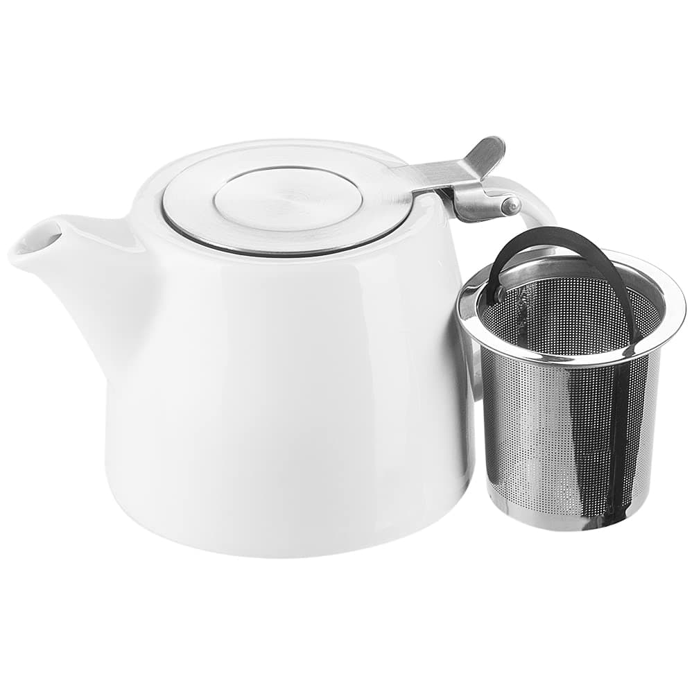 Belinlen18 oz (532ml / 2 Cup) Tea Pot with Infuser and SLS lid Stainless Steel Infuser Ceramic Teapot (White)