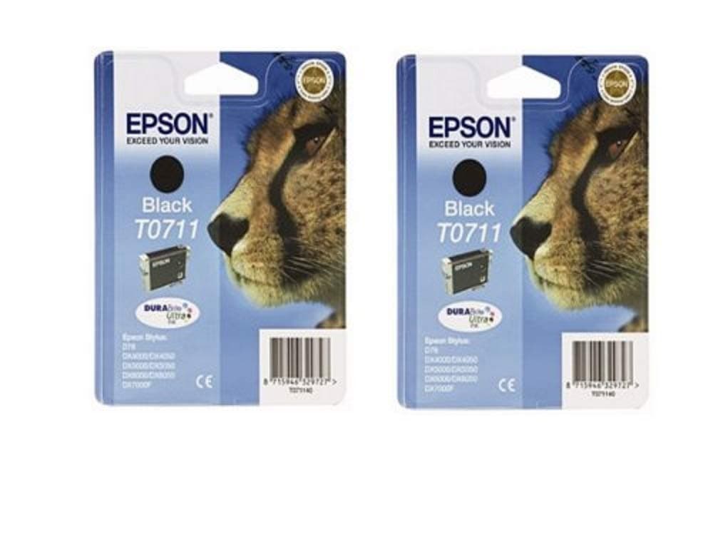 EpsonT0711 x2 Ink Cartridges - Black (Twin Pack)