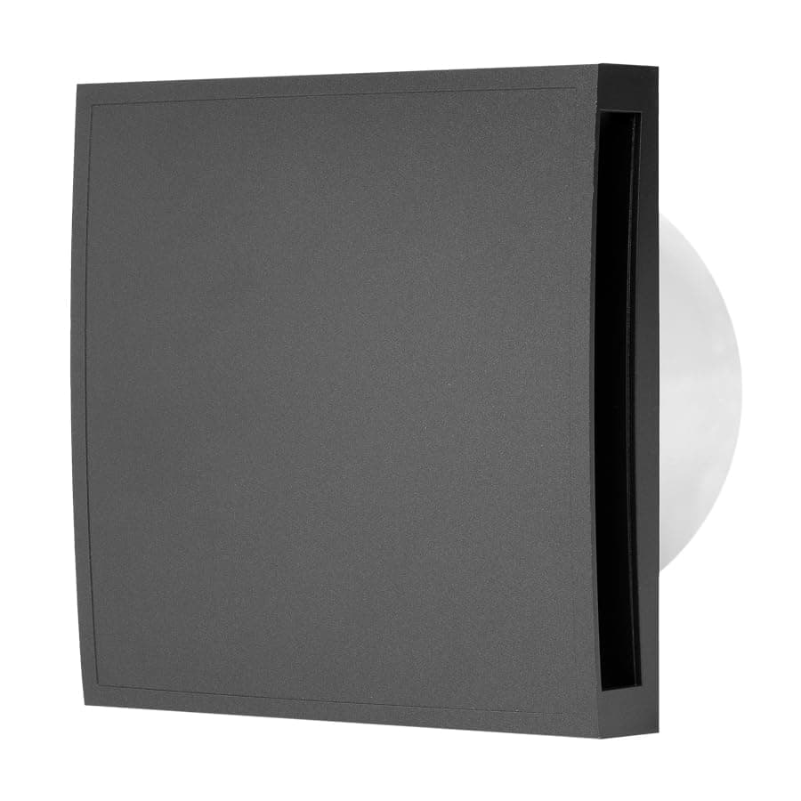 Stylish Bathroom Extractor Fan 150mm / 6" Kitchen Ventilator with Front Cover (with Timer, Anthracite)