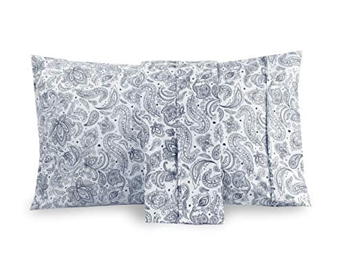 Elegant Comfort Paisley Pattern Pillowcase, 1500 Premium Hotel Quality Microfiber Breathable, Smooth Weave, Easy Care 2-Piece Set, Paisley Standard/Queen Pillowcase, Navy