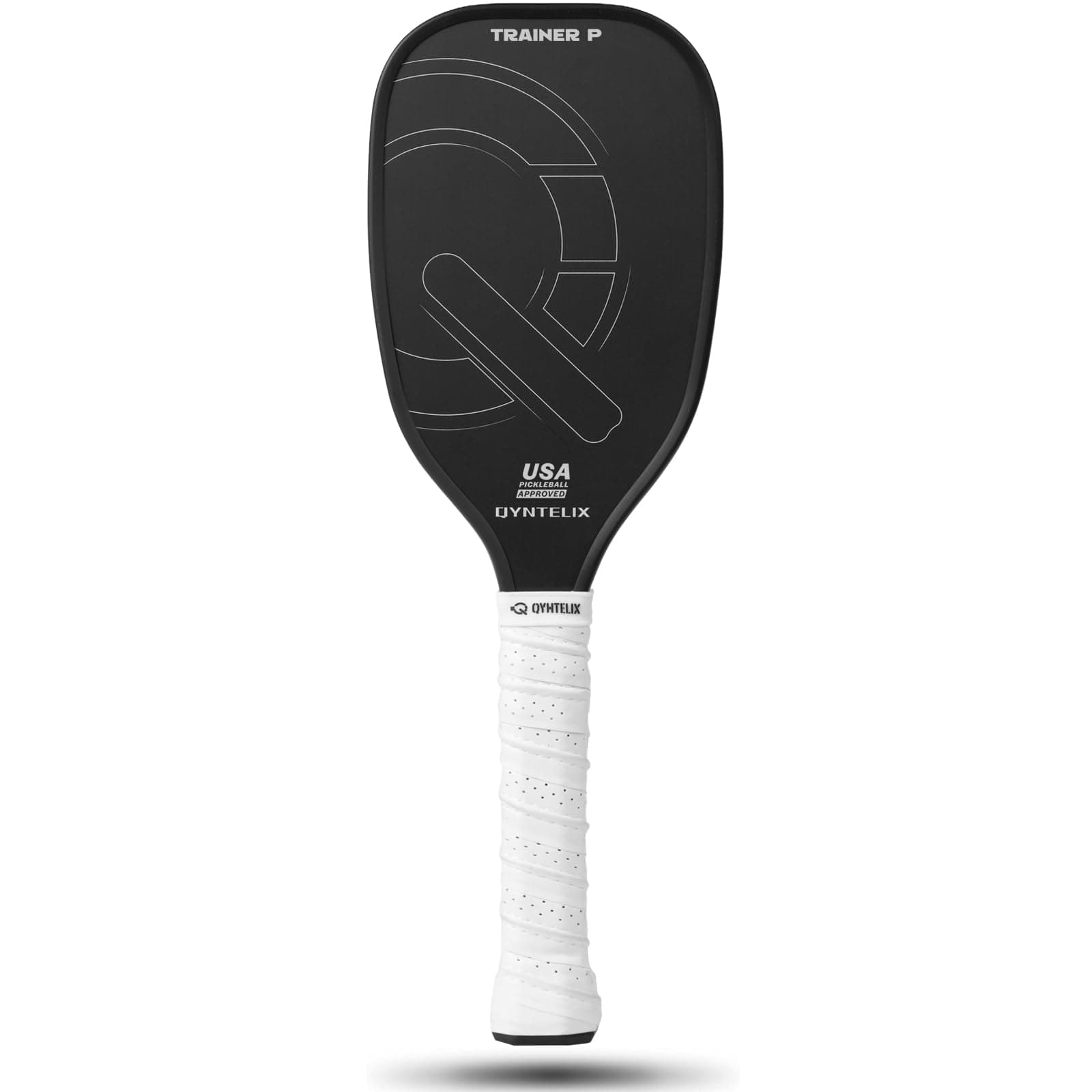 Pickleball Training Paddle -USAPA Approved Pickleball Trainer Practice Paddle,Carbon Fiber Particle Paint Frosted Surface, Extra Long Handle,16mm Core Sports Sweet Spot Training Racket
