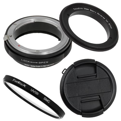Fotodiox RB2A 55mm Macro Reverse Ring Kit w/Nikon G & DX Lens Aperture Control, Lens Cap & 52mm UV Protector