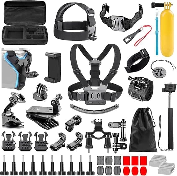 Sounce 49 in 1 GoPro Action Camera Accessory Kit Bundle Compatible with GoPro Hero 12 11 10 9 8 7 6 5 for SJCAM Akaso Apeman Xiaomi Yi Action Camera Accessories Bundle Kit