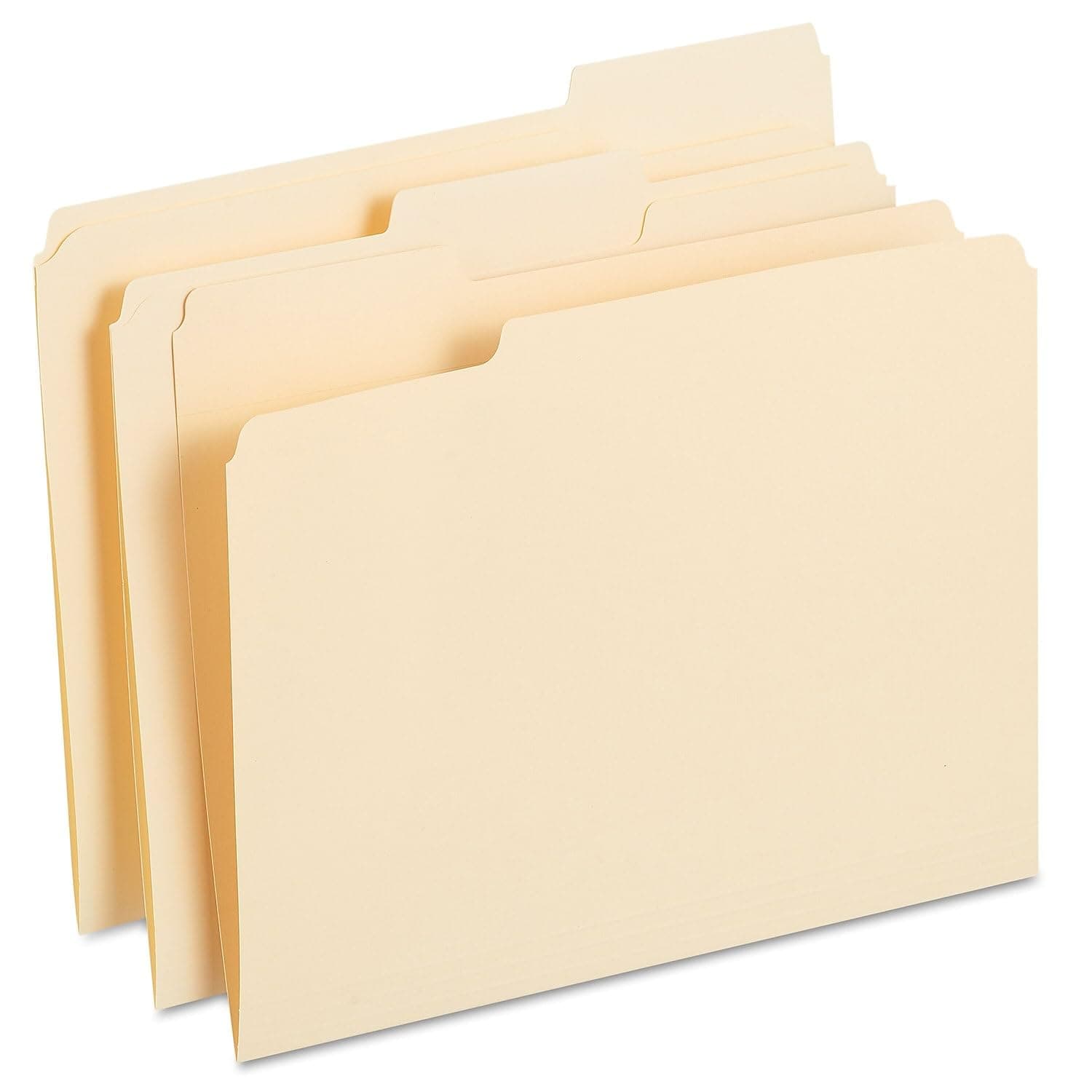 Reinforced File Folders, Letter Size, 1/3‑Cut Tabs, Assorted Positions, Manila, Heavy‑Duty Construction, 250/Box