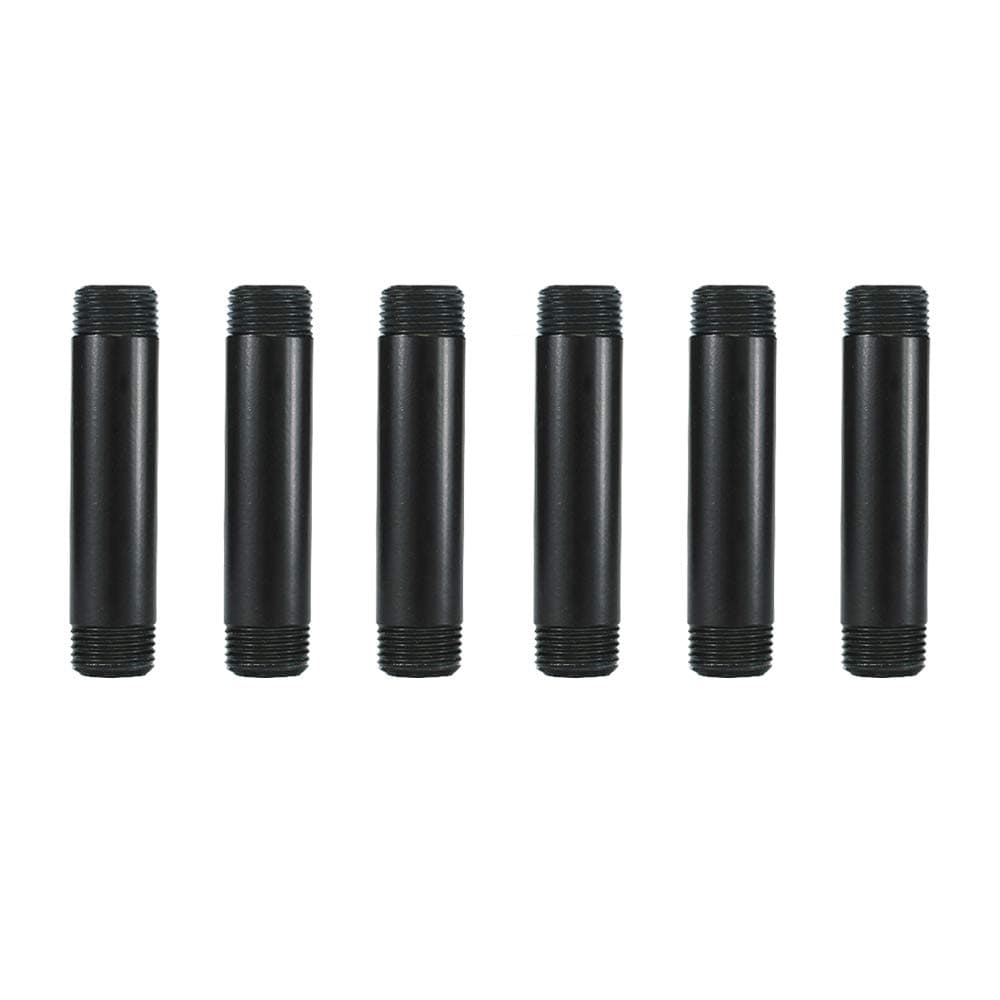 GeilSpace 6 Pack 1/2" × 4" Pre-Cut Black Metal Pipe, Industrial Steel Fits Standard Half Inch Threaded Pipes and Fittings - Vintage DIY Industrial Shelving (1/2" × 4", Black)