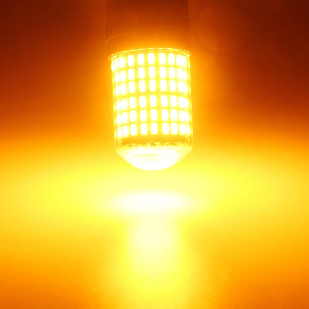 YM E-Bright Upgraded 7440 Led Bulb for Front Rear Turn Signal Backup Reverse Tail Brake Light No Hyper Flash T20 7440A 992 W21W Canbus Error Free 3014 Chipset 144SMD,Yellow (Pack of 2)