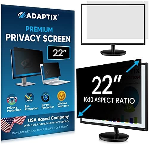 Monitor Privacy Screen 22” – Info Protection for Desktop Computer Security – Anti-Glare, Anti-Scratch, Blocks 96% UV – Matte or Gloss Finish Privacy Filter Protector – 16:10 (APF22.0W)