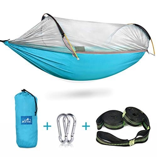 Camping Hammock with Mosquito Bug Net, Ace Teah Outdoors Travel Mosquito Net Hammock with Tree Straps Easy to Set up Portable Swing Sleeping Tree Hammock Bed for Hiking Backpacking Backyard - Blue