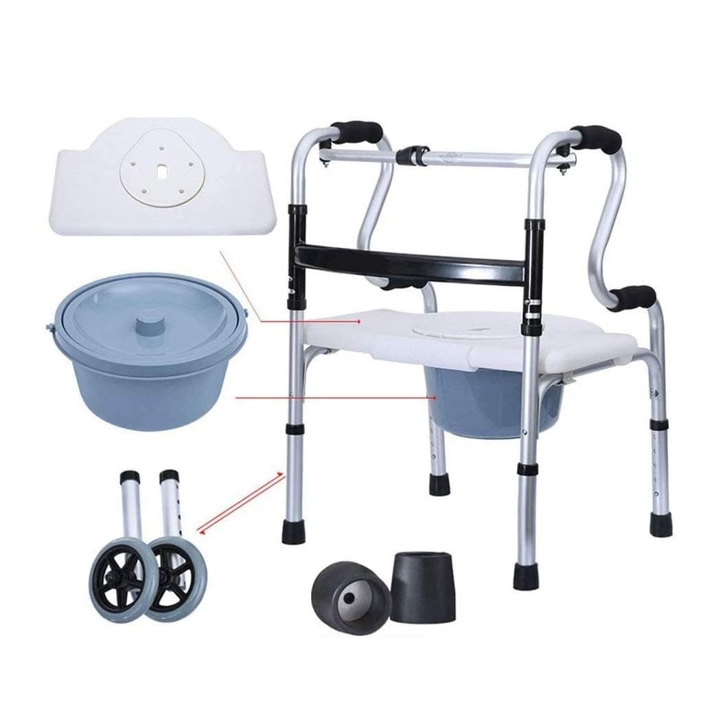 Rely on walking Walker For Seniors Rollator Shower Commode Chair With Pot For Seniors Folding Rollator Walker With 2 Wheels Walking Frame Transport Chair With Flip Seat, Mobility Aid For Elderly Adult