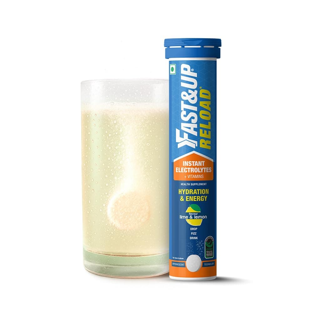 Fast&Up Reload – Lemon & Lime Flavour – 20 Effervescent Tablets – Instant Electrolytes for Rapid Hydration & Energy - Added Vitamin C & B12 for Performance, Wellbeing, Travel & Recovery – Vegan