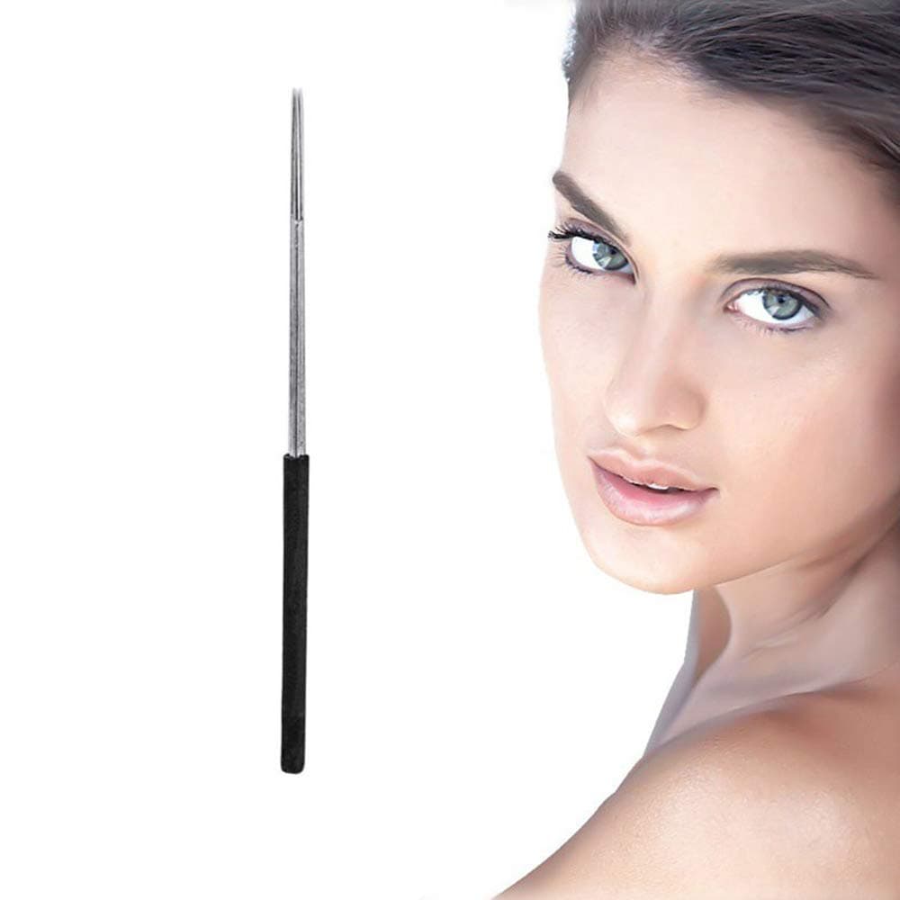 Microblading Needles,50Pcs Permanent Makeup Tattoo Manual Eyebrow Needle 3 Pin Round Blades