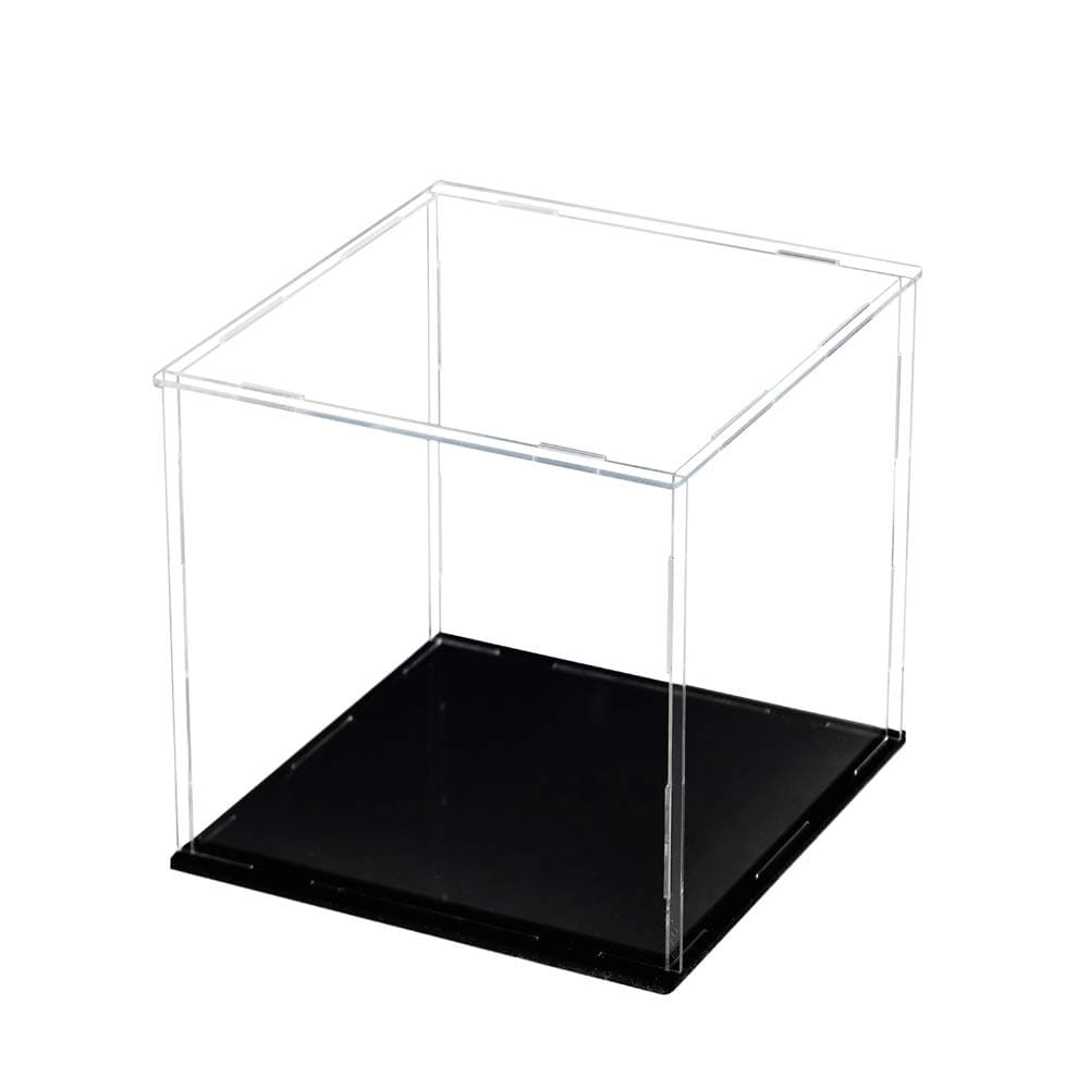 LASOA Acrylic Display Case – Small Display Box for Collectibles, Figures, Memorabilia, Clear Showcase with Black Base, Self-Assembly Display Container, 4.7x4.7x4.7inch