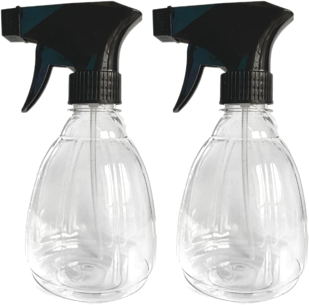 THE BELL Pack Of 2 Spray Bottle 400Ml – Adjustable Nozzle Mist And Stream, Refillable Water Spray Bottle For Hairdressing, Cleaning, Plants And Household Use (See Through)